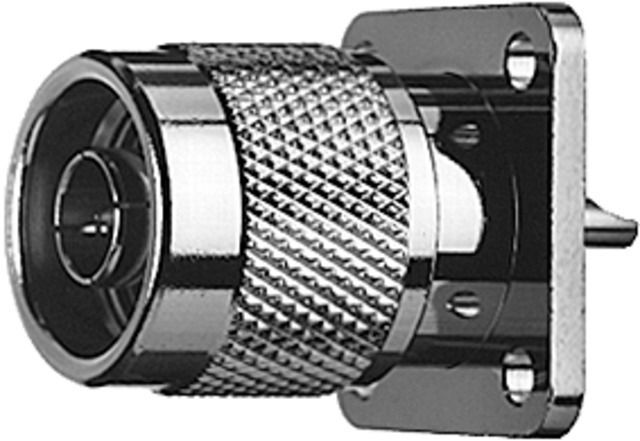 N-Flanschstecker löt 50 Ohm, - Einbaustecker m. Flansch  